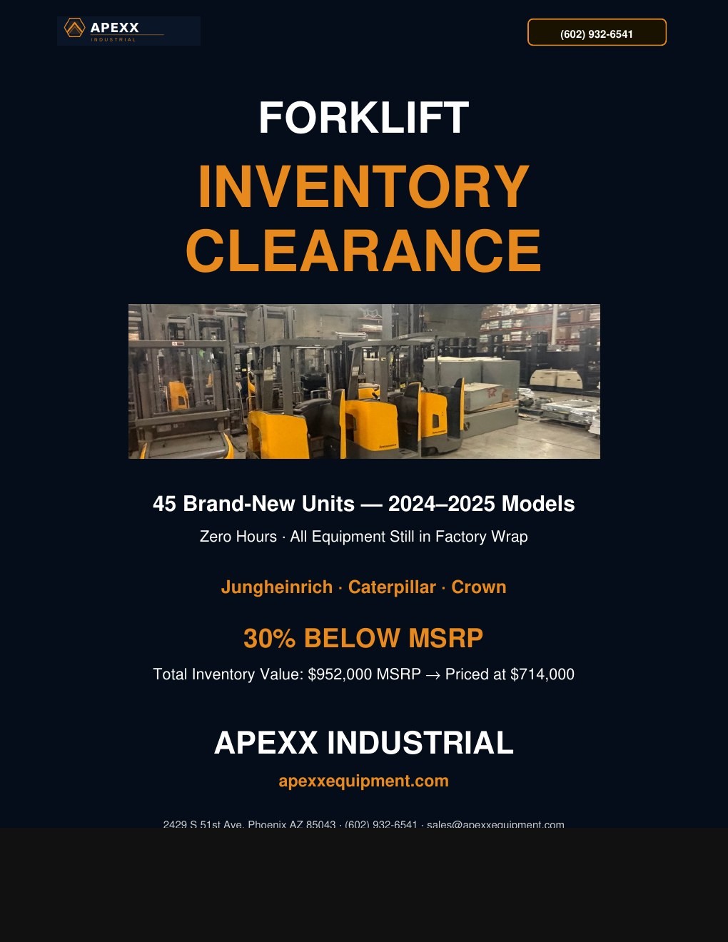 Apexx Equipment sales brochure