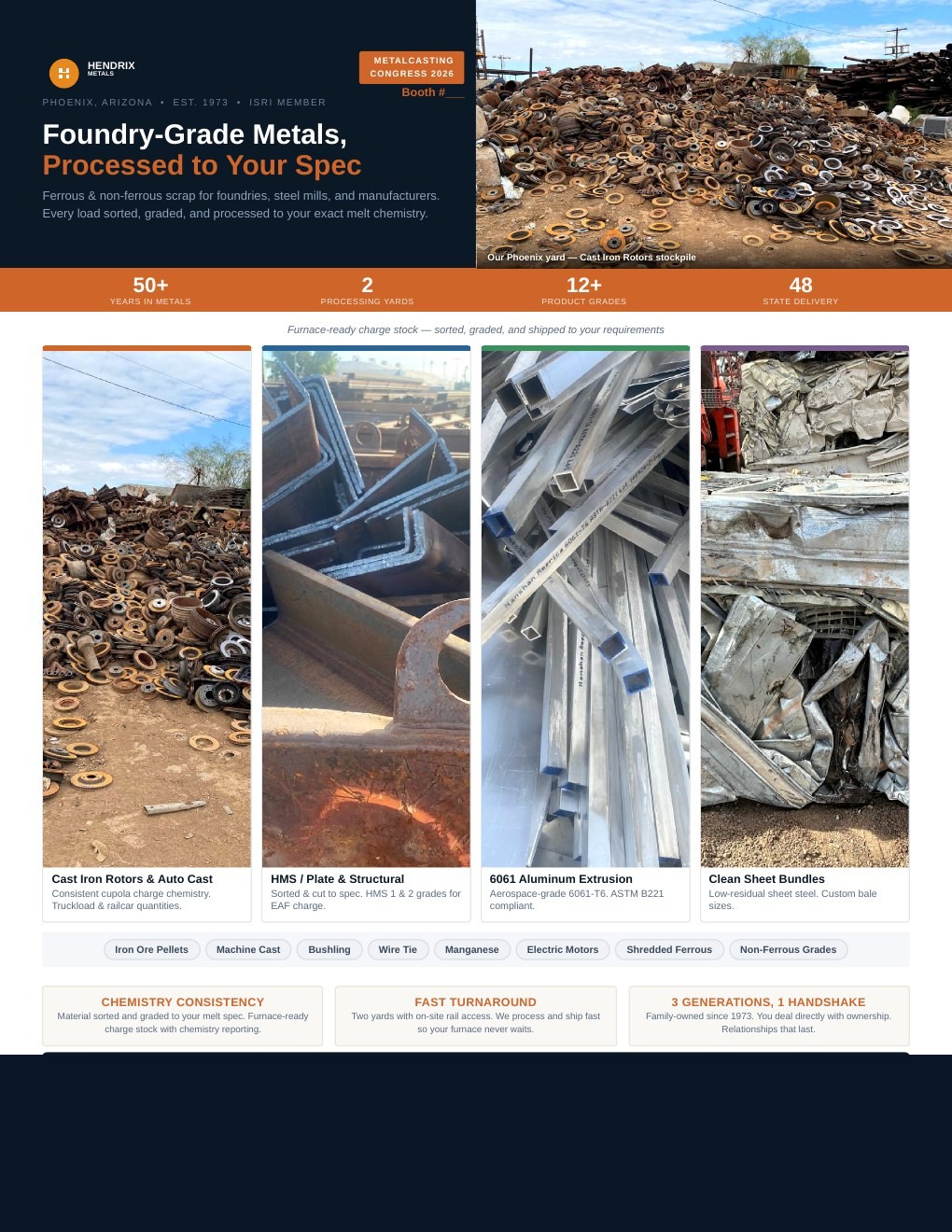 Hendrix Metals marketing flyer